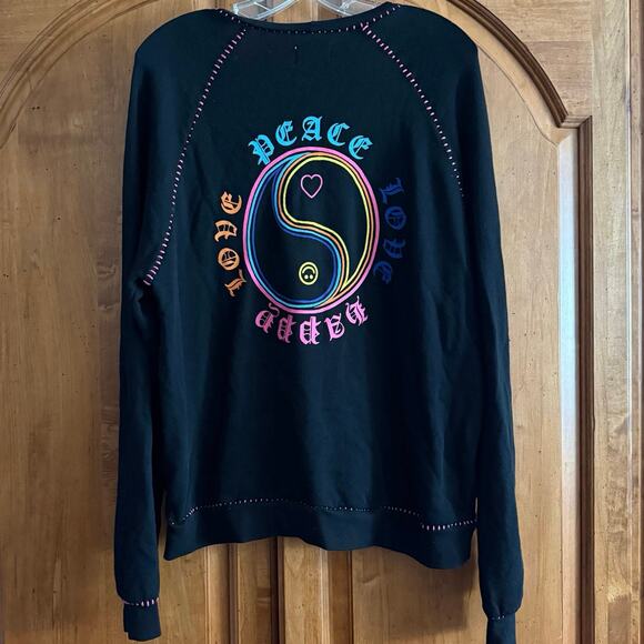 Lauren Moshi Jocelyn Neon Line Tiger drop shoulder pullover OVERSIZED M sweater - Picture 4 of 14